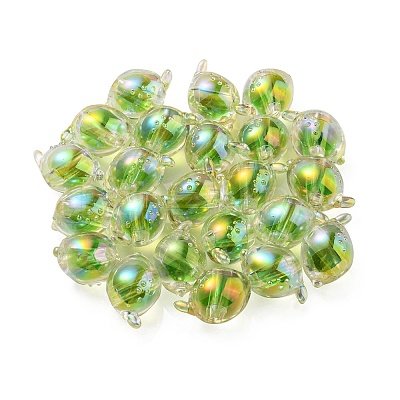 UV Plating Rainbow Iridescent Acrylic Beads OACR-F004-07E-1