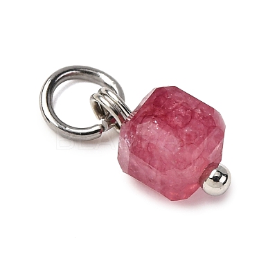 Natural Colorful Tourmaline Faceted Table Cut Cube Charms PALLOY-JF04482-02-1