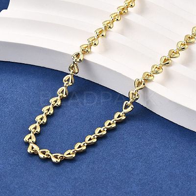 Brass Heart Link Chain Necklaces NJEW-M108-27G-1