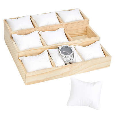 3-Tier 9 Grids Wood Bracelet Display Stands BDIS-WH0019-001-1