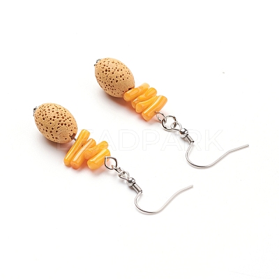 Natural Lava Rock Dangle Earrings EJEW-E260-A05-1