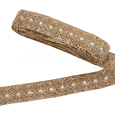 Ethnic Embroidered Polyester Sequins Trim Ribbon OCOR-WH0070-136B-1