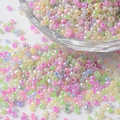12/0 Ceylon Pearl Luster Plated Round Glass Seed Beads SEED-K003-2mm-M08-1