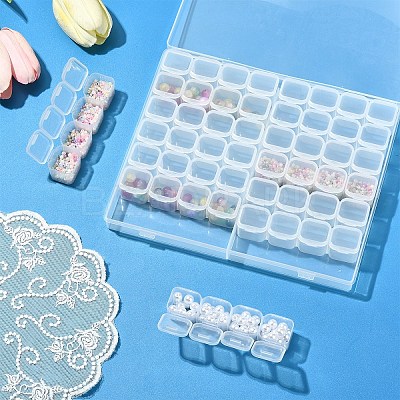 1Pc Transparent Plastic 56 Grids Bead Containers CON-YW0001-86-1
