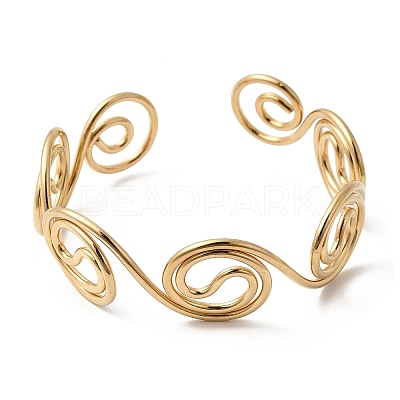 304 Stainless Steel Cuff Bangles for Women LS-BJEW-Z150-01G-01-1