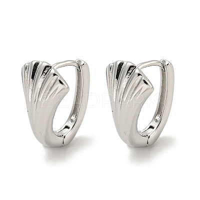 Shell Shape Brass Hoop Earrings EJEW-L211-011B-P-1
