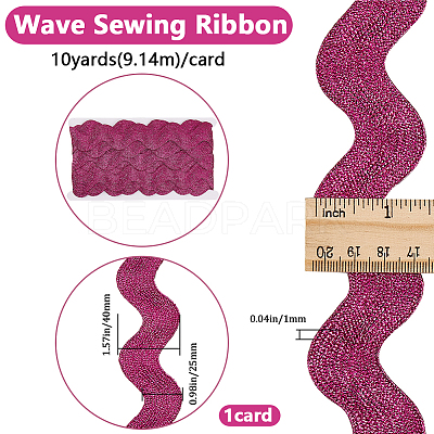10 Yard Metallic Polyester Wavy Fringe Trim Ribbon SRIB-GF0001-38P-1