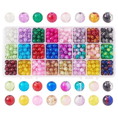 Spray Painted Crackle Glass Beads CCG-PH0002-01-6mm-1