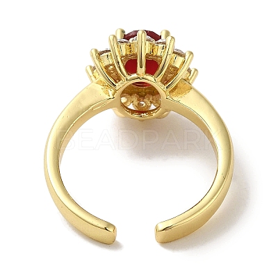 Rack Plating Brass Micro Pave Cubic Zirconia Cuff Rings RJEW-H228-01G-03-1
