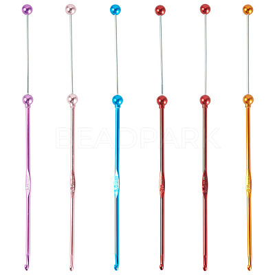 6Pcs 5 Colors DIY Alloy Beadable Crochet Hooks AJEW-TA0003-51-1