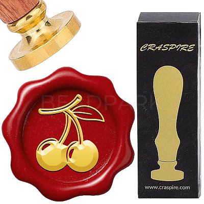 Brass Wax Seal Stamp with Wood Handle AJEW-WH0412-0278-1