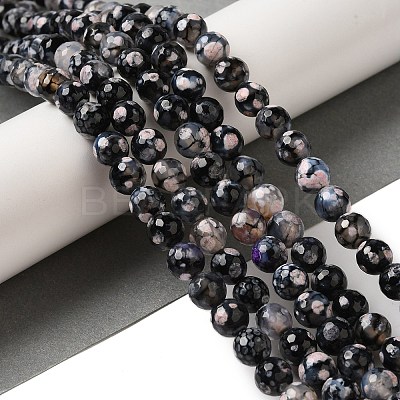 Dyed & Heated Natural Fire Crackle Agate Beads Strands G-P539-C01-06-1