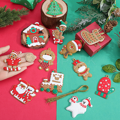 12Pcs 12 Styles PVC Christmas Pendant Decorations DIY-SC0026-47-1