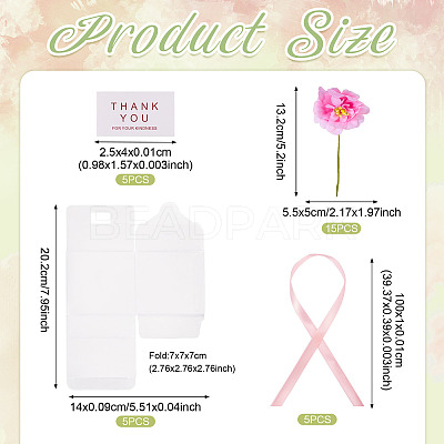 Clear PVC Candy Gift Packaging Boxes with Ribbon & Artificial Flower CON-TAC0001-20A-1