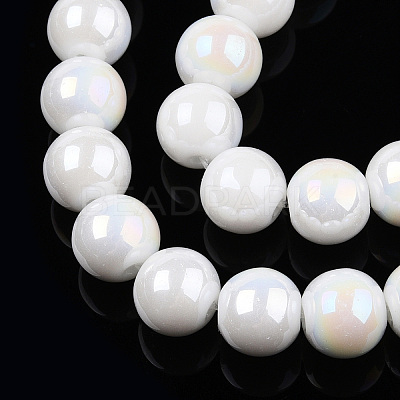 Electroplate Opaque Glass Beads Strands X-GLAA-T032-P8mm-AB02-1
