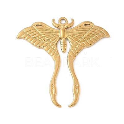 304 Stainless Steel Moth Pendants STAS-S186-08B-G-1