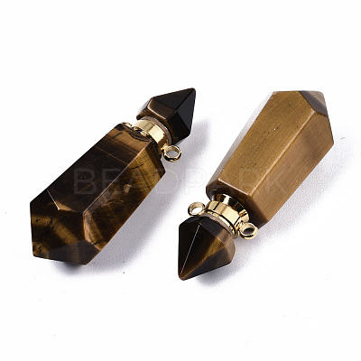 Faceted Natural Tiger Eye Pendants G-T131-15D-1