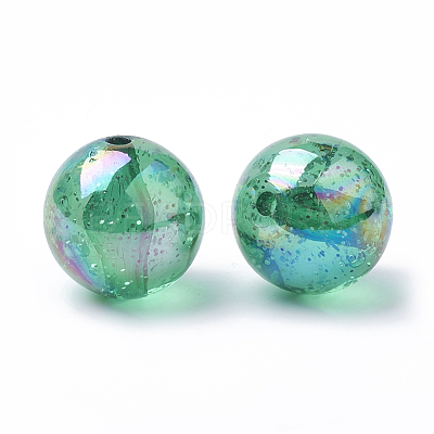 AB-Color Plated Transparent Acrylic Beads with Glitter Powder TACR-R136-03-1