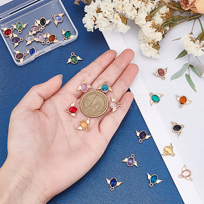 28Pcs 14 Colors Faceted Glass Pendants GLAA-PH0001-21-1