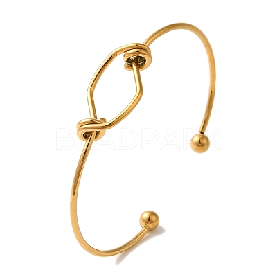 Ion Plating(IP) 304 Stainless Steel Open Cuff Bangles for Women BJEW-Z071-02G-1