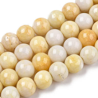 Ombre Effect Dyed Crackle Glass Round Beads Strands GLAA-T031-01F-1