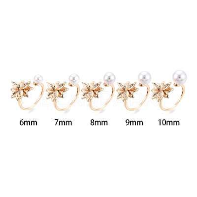 Flower Brass Micro Pave Clear Cubic Zirconia Cuff Ring Settings KK-T076-68G-1