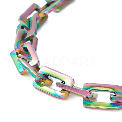 PVD Vacuum Plating Rectangle 201 Stainless Steel Chain Bracelets BJEW-N240-06M-1