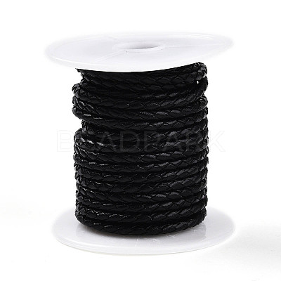 Braided Cowhide Leather Cord NWIR-N005-01C-6mm-1