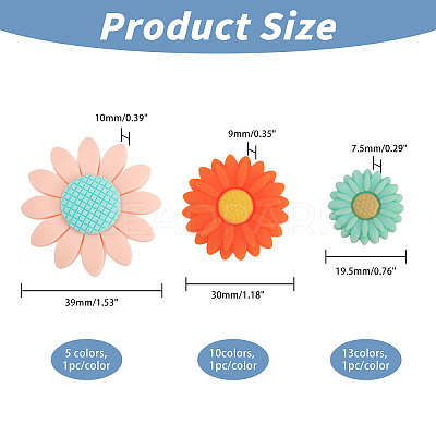 28Pcs 28 Styles Sunflower Daisy
Silicone Beads SIL-CA0003-13-1