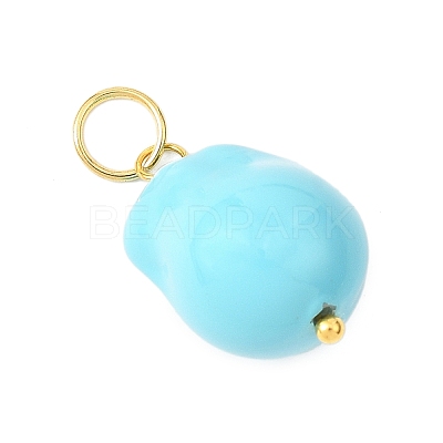 Electroplated Glass Imitation Pearl Pendants PALLOY-JF04579-04-1