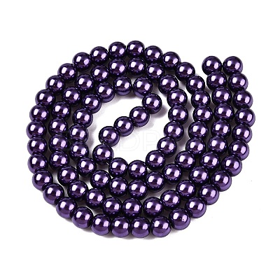 Baking Paint Pearlized Glass Pearl Round Bead Strands LS-HY-Q330-8mm-20-1