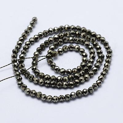 Natural Pyrite Beads Strands G-J369-19-3mm-1