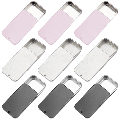 9Pcs 3 Colors Slide Top Tinplate Trinket Storage Boxes CON-CP0001-016C-1