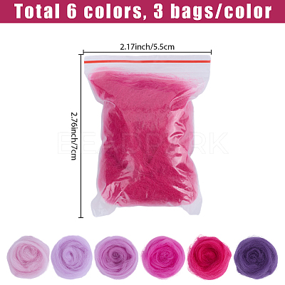 18Pcs 6 Colors DIY Wool Roving DIY-SP0005-80A-1