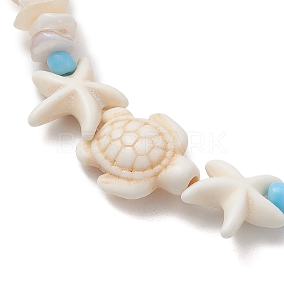 Natural Shell & Synthetic Turquoise Beads Bracelets BJEW-JB13234-1