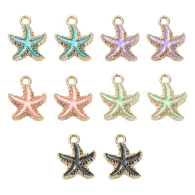 10Pcs 5 Colors Alloy Enamel Pendants ENAM-YW0002-66-1