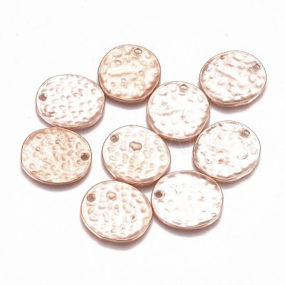 Alloy Blank Flat Round Hammered Pendants LS-PALLOY-M031-07RG-1