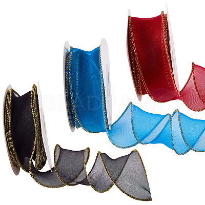 3 Rolls 3 Colors Polyester Organza Ribbon PAAG-CY0001-03B-1