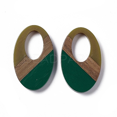 Opaque Resin & Walnut Wood Pendants RESI-M027-02C-1