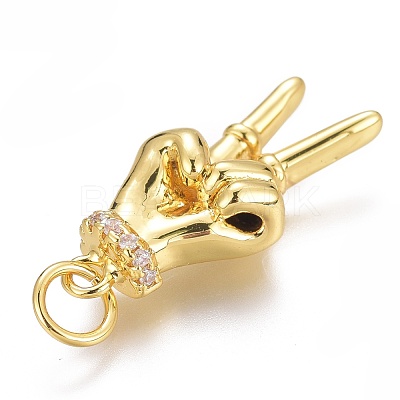 Brass Micro Pave Clear Cubic Zirconia ASL Pendants ZIRC-Z008-32G-1