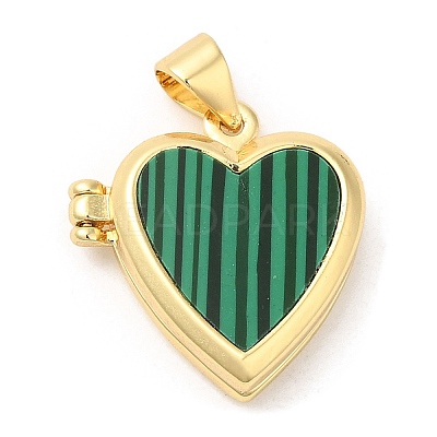 Natural Malachite Locket Pendants KK-K332-15G-02-1
