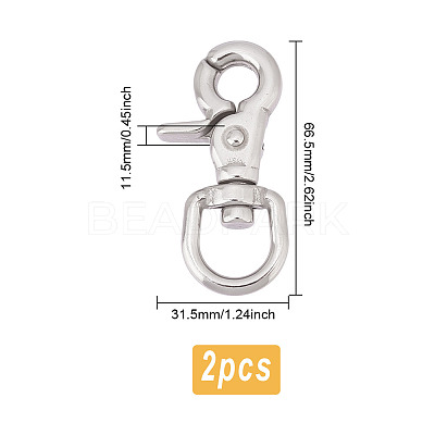 2Pcs Stainless Steel Swivel Clasps STAS-DC0015-60-1