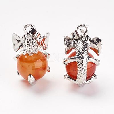 Natural Carnelian/Red Agate Pendants G-G713-D06-1