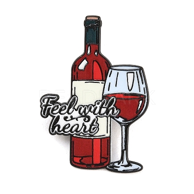 Red Wine with Feel with heart Enamel Brooches JEWB-I063-02EB-03-1