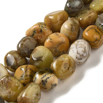 Natural Yellow Moss Agate Beads Strands G-B078-D13-01-1