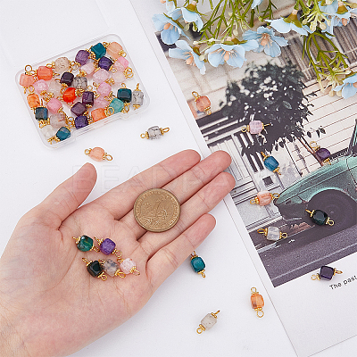 50Pcs 5 Colors Natural Agate Connector Charms FIND-DC0003-23-1