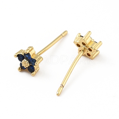 Cubic Zirconia Flower Stud Earrings EJEW-C035-15G-02-1