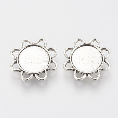 Tibetan Style Alloy Slide Charms Cabochon Settings X-TIBE-Q086-079AS-LF-1