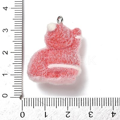 Christmas Flocky Opaque Resin Pendants RESI-C064-01A-1