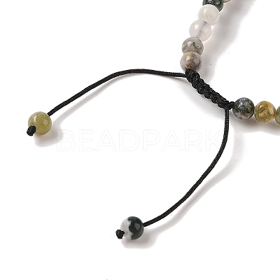 6mm Round Natural Tree Agate Braided Bead Bracelets BJEW-C067-01A-01-1
